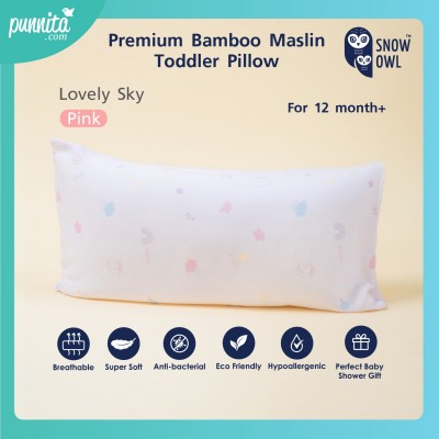 SNOW OWL BAMBOO Toddler pillow หมอนใยไผ่เด็ก 1 ปี+ ลาย Lovely Sky Pink